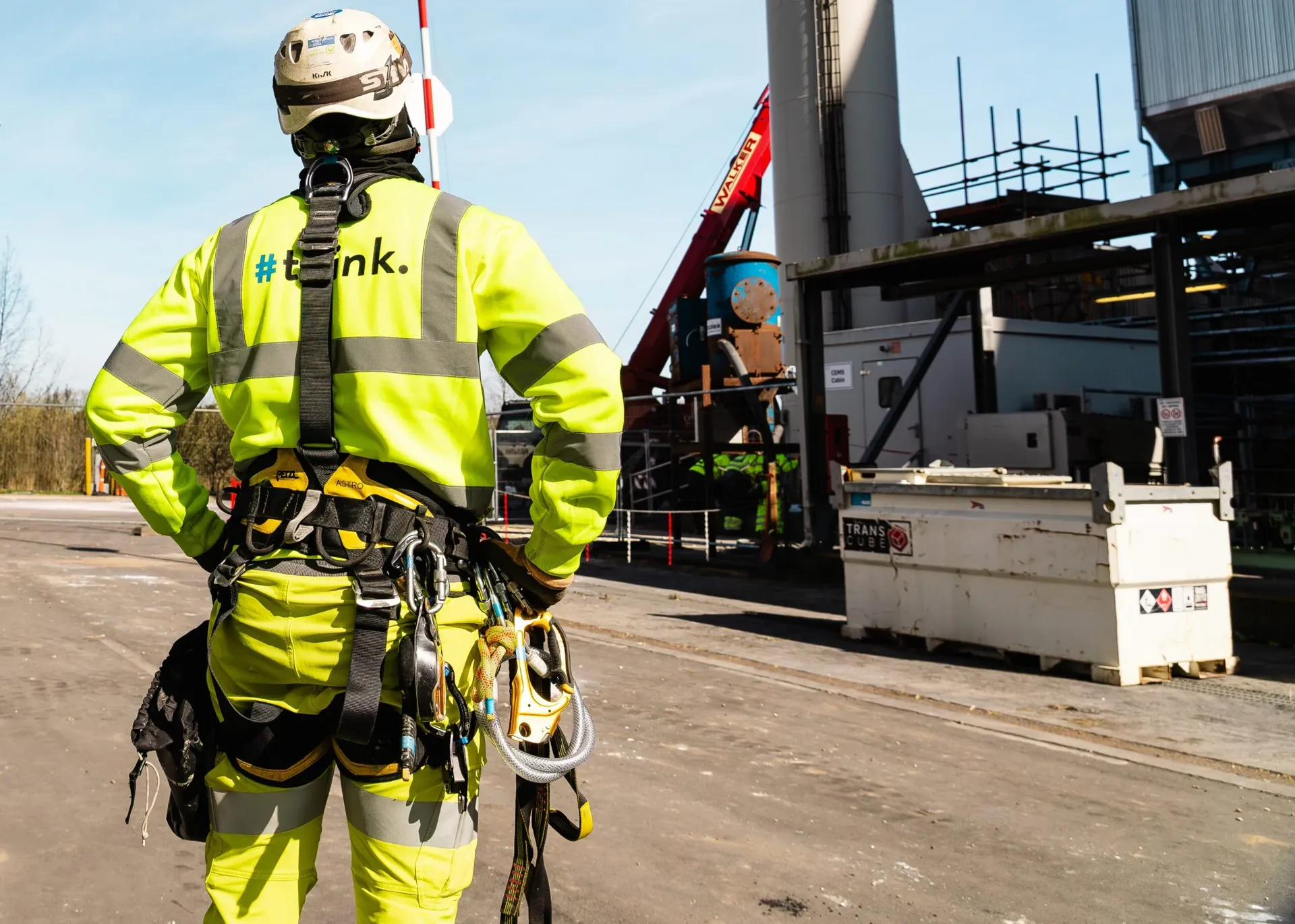Think 360 rope access technician on an industrial site